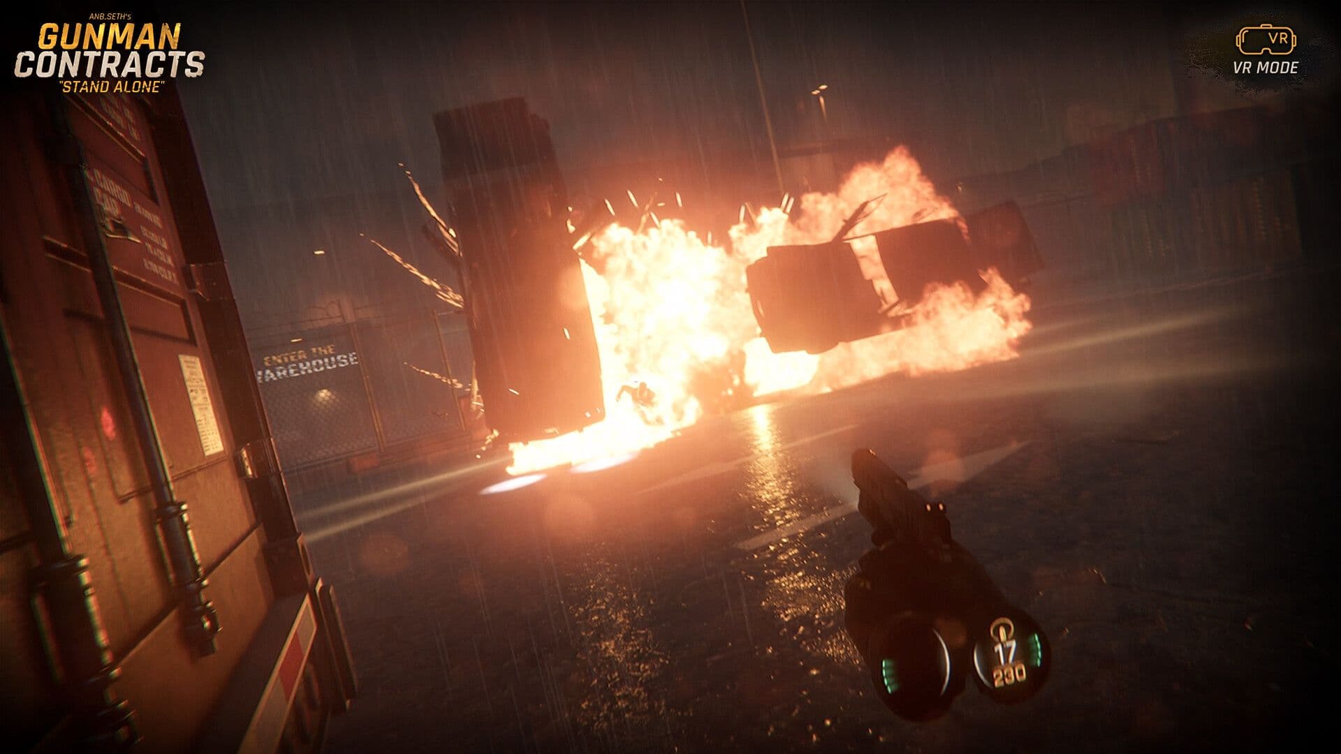 Official publisher screenshot of the warehouse contract in Gunman Contracts - Stand Alone.